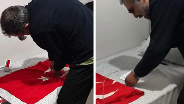 Skandal görüntüler! Türk bayrağına ve Atatürk'e hakaret eden öğretmen tutuklandı