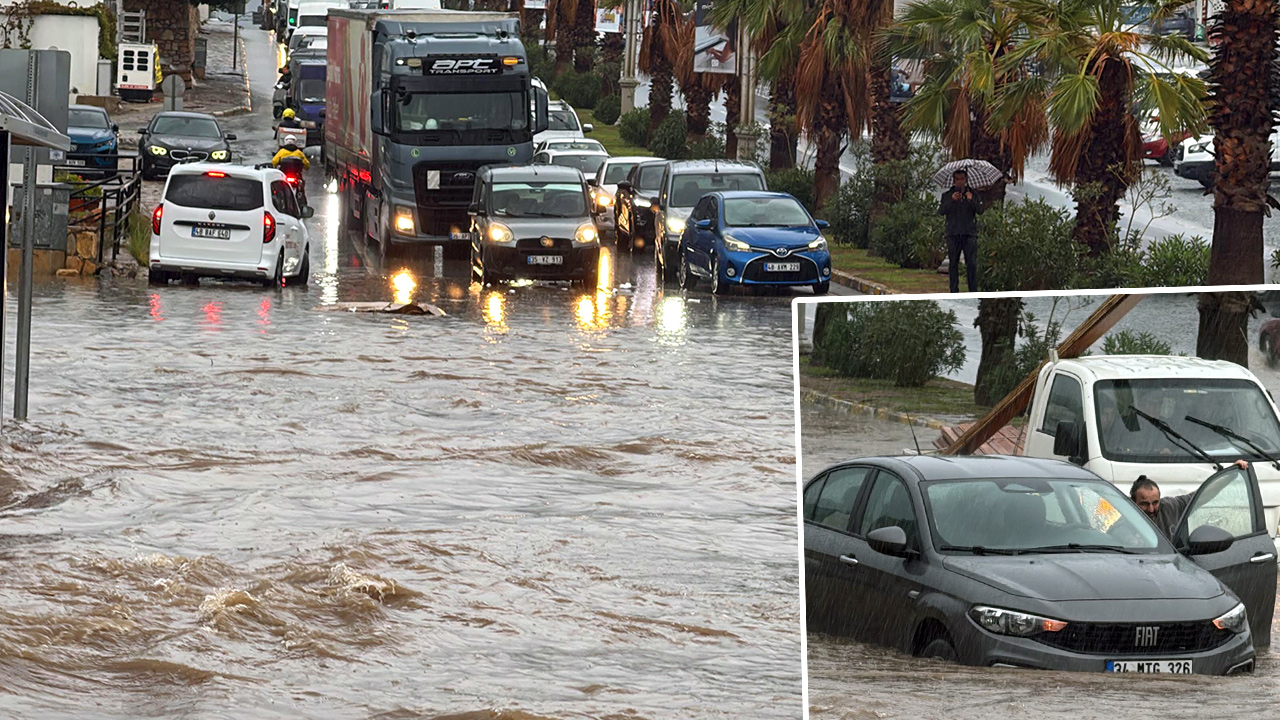 Muğla'yı sağanak vurdu: Bodrum ve Marmaris'te yollar göle döndü